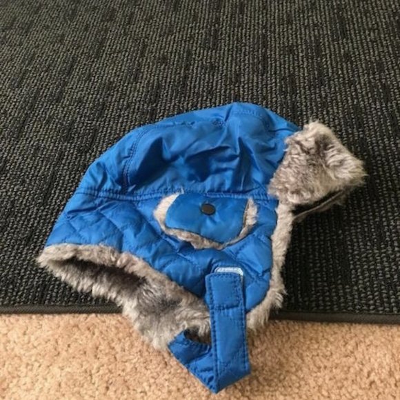 Baby Faux Fur Lined Baby Boys Hat Aviator Trapper Blue - Picture 1 of 1